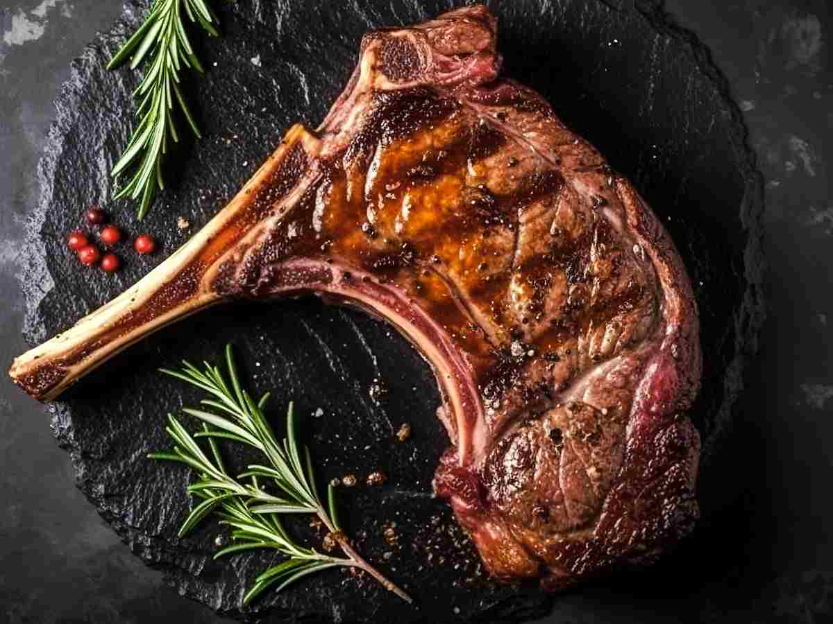 Bistecca cotta perfettamente sul piatto