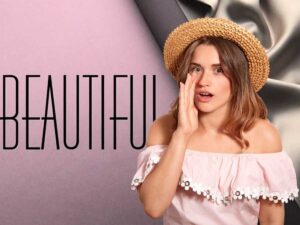 beautiful scritta e donna srtupita